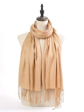 Elegant Women's Fringe Scarf - Set of 2 Beige and Gray-CC